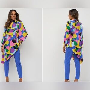 NY&Co Women's Abstract-Print Asymmetric Maxi Blouse
Size M